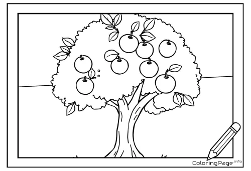 Online coloring page Apple Tree in the Orchard
